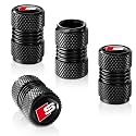 Tire Valve Stem Cap Cover for Audi S Line S3 S4 S5 S6 S7 S8 SQ2 SQ5 SQ7 SQ8 Belt O-Ring Seal Corrosion Resistant tire Valve caps 4 Pack Black