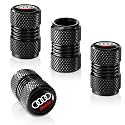 Tire Valve Stem Cap Cover for Audi A1 A3 RS3 A4 A5 A6 A7 RS7 A8 Q3 Q5 Q7 R8 Belt O-Ring Wheel Air caps Auto Valve Stem Caps Accessories 4 Pack Black