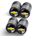 Tire Valve Stem Cap Cover Fit for Chevrolet Chevy Series Belt O-Ring Seal Corrosion Resistant Tire Valve Caps Car Accessories 4Pc Black