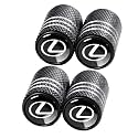 Tire Valve Stem Cap Cover Fit for Lexus Series Belt O-Ring Seal Corrosion Resistant Tire Valve Caps Car Accessories 4Pc Black