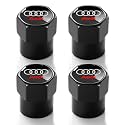 Tire Valve Stem Caps for Audi Metal Car Wheel Air caps Auto Valve Stem Caps Accessories 4 Pack Black