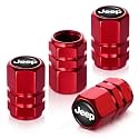 Tire Valve Stem Caps, Compatible with Jeep Series Stem Cap Universal Car Air Cover Car Accessories for Cars, SUV, Truck, Motorcycles 4pcs （Red）