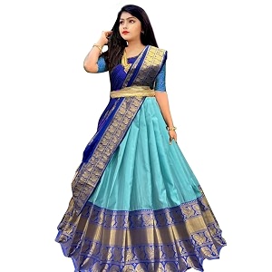 new designed south indian chanderi unstitched lehenga choli for women and girls-kumkum
