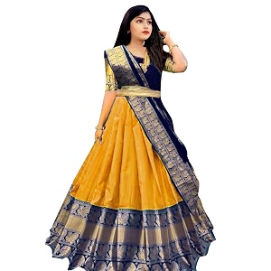 new designed south indian chanderi unstitched lehenga choli for women and girls-kumkum