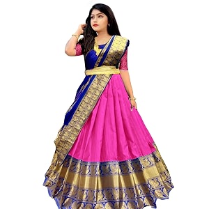 new designed south indian chanderi unstitched lehenga choli for women and girls-kumkum