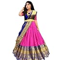 New Designed South Indian Chanderi Unstitched Lehenga Choli For Women And Girls-Kumkum.