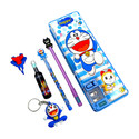 tishna Doraemon Pencil Box Magnetic Lock, Dual Compartments, Stationery School Kit, Pencil Case Inbuild LED Light for Boys, Kids, Students Art Plastic Pencil Box (Set of 6, Multicolor)