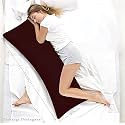 Full Body Pillow with Maroon Rayon Cotton Cover for Hug, Cuddle, Side Sleeping, 18 x 54 Inches Long