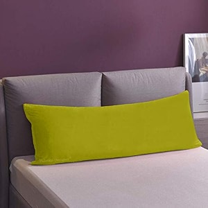 solid 210 tc soft cotton fabric pillow cover for cuddle pillow full body pillowcover size 18 x 54 inch long pillowcase for bedgreen cover only 1 piece