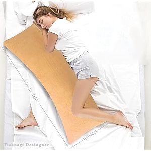 long body pillow with ultra soft velvet hidden zipper cover 54 x 18 inches large pillow for hug cuddle side sleeper and full body support pregnancy pillow beige