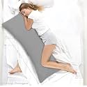 Microfiber Body Pillow with Grey Cover, 18 x 54 Inches