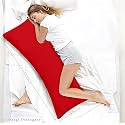 Microfiber Side Body Pillow with Red Cover 54 x 18 Inches
