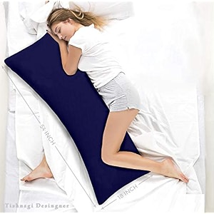 soft microfiber long body pillow with navy blue cover