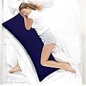 Soft Microfiber Long Body Pillow with Navy Blue Cover