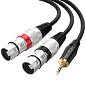 Tisino 2 Female XLR to 3.5mm TRS Y Splitter Mic Cable, Unbalanced, 3.3 FT