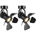 TISLYCO 2Pack Industrial Vintage Ceiling Wall Lamp, Adjustable Track Lighting Barn Door Design Black Wall Sconces Indoor Spotlight Ceiling Spotlight for Hallway Stage Studio Theatre