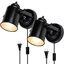 TISLYCO Wall Sconces with Plug in Cord Set of Two, Adjustable Retro Black Wall Lamp with On/Off Switch, Wall Mounted Lights for Bedroom Living Room, Industrial Sconce Wall Lamp Indoor Spotlight
