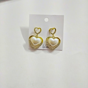 tiso golden heart-shaped pearl drop earrings pearl alloy brass cuff earring earring set huggie earring rhinestone studs stud earring
