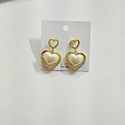Tiso golden heart-shaped pearl drop earrings Pearl Alloy, Brass Cuff Earring, Earring Set, Huggie Earring, Rhinestone Studs, Stud Earring