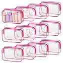 TISRATOK 12 PCS Clear Makeup Bags with Zipper, TSA Approved Toiletry Pouch