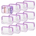 TISRATOK 12 PCS Clear Makeup Bags with Zipper, TSA Approved Toiletry Pouch