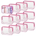 TISRATOK 12 PCS Clear Makeup Bags with Zipper, TSA Approved Toiletry Pouch