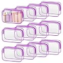 TISRATOK 12 PCS Clear Makeup Bags with Zipper, TSA Approved Toiletry Pouch