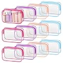 TISRATOK 12 PCS Clear Makeup Bags with Zipper, TSA Approved Toiletry Pouch