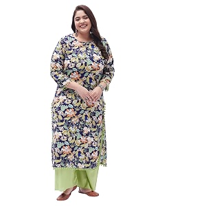 Tissu Plus Womens Blue Green Printed