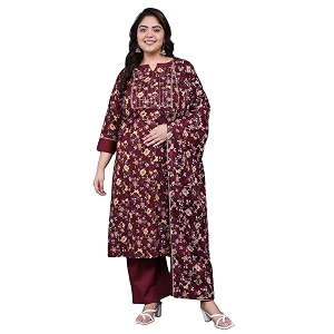 Tissu Plus Womens Maroon Zari Work Printed