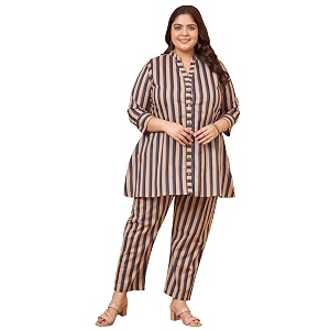 Tissu Womens Plus Size Pure Cotton Blue