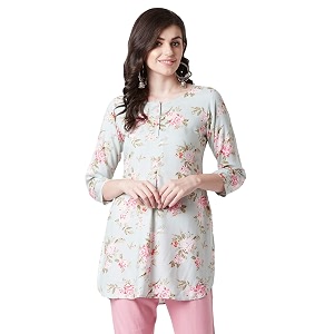 Tissu Womens Sage Green Pink Floral