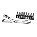 Titan 11212 4-1/8-Inch Flex-Head Offset Micro Ratcheting Bit Driver and Bit Set
