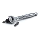 Titan 11318 1/4-Inch Drive x 4-Inch 90-Tooth Swivel Head Micro Ratcheting Bit Driver - Silver