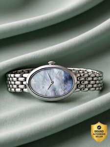 Titan Aura Blue MOP Dial Silver Stainless