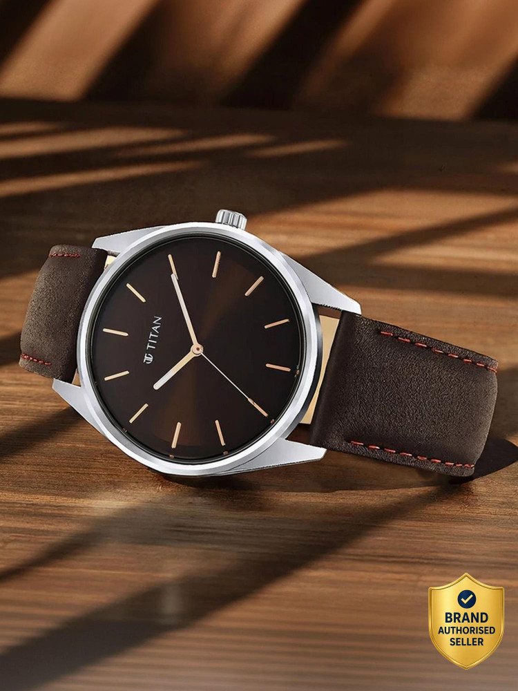 Titan NP1866SL02 Titan Workwear Brown Dial Brown Leather Strap Analog ...