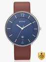 Titan Minimals With Date Blue Dial Brown