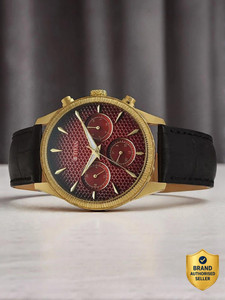 titan titan regalia opulent multifunction red dial black leatherstrap analog watch  - for men
