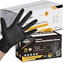 TitanFlex Heavy Duty Black Industrial Nitrile Gloves with Raised Diamond Texture, Latex Free 8mil