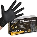 TitanFlex Heavy Duty Black Industrial Nitrile Gloves with Raised Diamond Texture, Latex Free 8mil