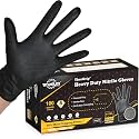 TitanFlex Heavy Duty Black Industrial Nitrile Gloves with Raised Diamond Texture, Latex Free 8mil