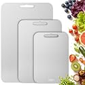 Titanium Cutting Board Set of 3, 100% Pure Titanium Cutting Boards for Kitchen, Easy to clean, Dishwasher, Double Sided Non Toxic Food-Grade Chopping Boards for Meats, Fruits and Vegetables