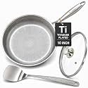 Titanium Pans for Cooking, 10" Frying Pan with Lid, Coating Free