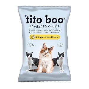 scented bentonite cat litter - 6 kg - all-natural clumping and odor-control formula for cats - citrusy lemon