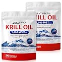 Tiuedu Antarctic Krill Oil Supplement, 2,000mg Per Serving,Rich in Omega-3s EPA, DHA & Astaxanthin,Supports Heart, Joint & Brain Health,Helps Maintain Daily Vitality, 2Pack
