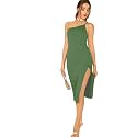 TIVANTE Solid One Shoulder Midi Cami Bodycon