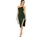 TIVANTE Solid One Shoulder Midi Cami Bodycon