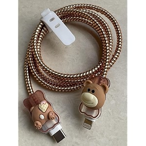 tiwkka silicone charger case cover with 360-degree full protection heart design suitable for iphone for 18-20w usb-c power adapter charger cover toy story brown