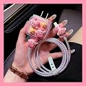 Tiwkka Silicone Charger Case Cover with 360-degree Full Protection Heart Design Suitable for iPhone for 18-20W USB-C Power Adapter Charger Cover (Kirby Pink Cat 10)