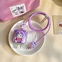 Tiwkka Silicone Charger Case Cover with 360-degree Full Protection Heart Design Suitable for iPhone for 18-20W USB-C Power Adapter Charger Cover (Purple Cat 1)